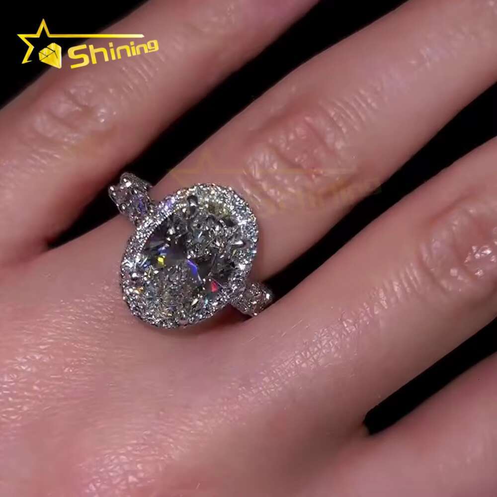 Custom CVD/HPHT Lab Diamonds Luxury 10K Real Gold Cluster Pave Half Band Moissanite Diamonds Wedding/Engagement Rings