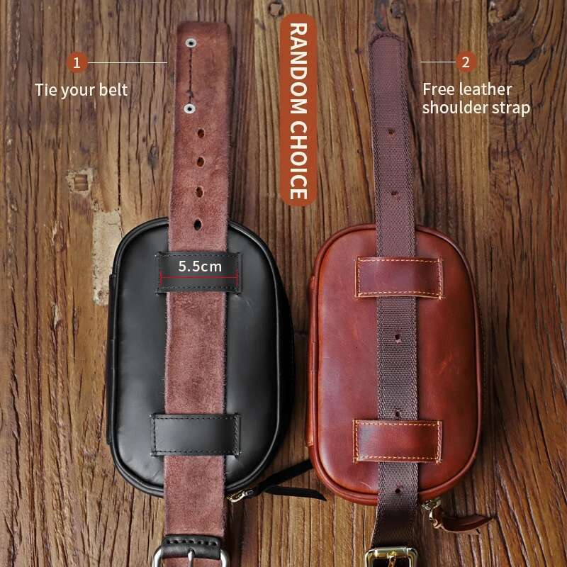 Chest Shoulder Bag Belt Adjustable Genuine Leather Waist Motorcycle Wallet Fanny Pack Phone Pouch For Women, Men