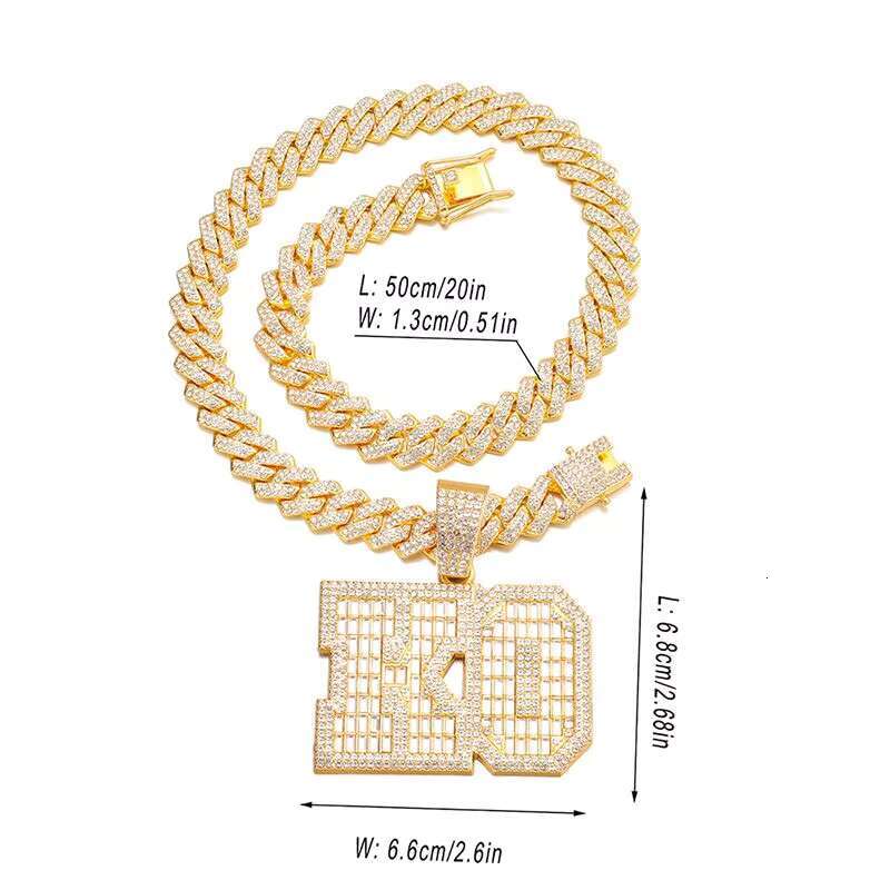 Exquisite Fashion Zircon KO Personality Pendant Hip Hop Chunky Necklace Jewelry for Men