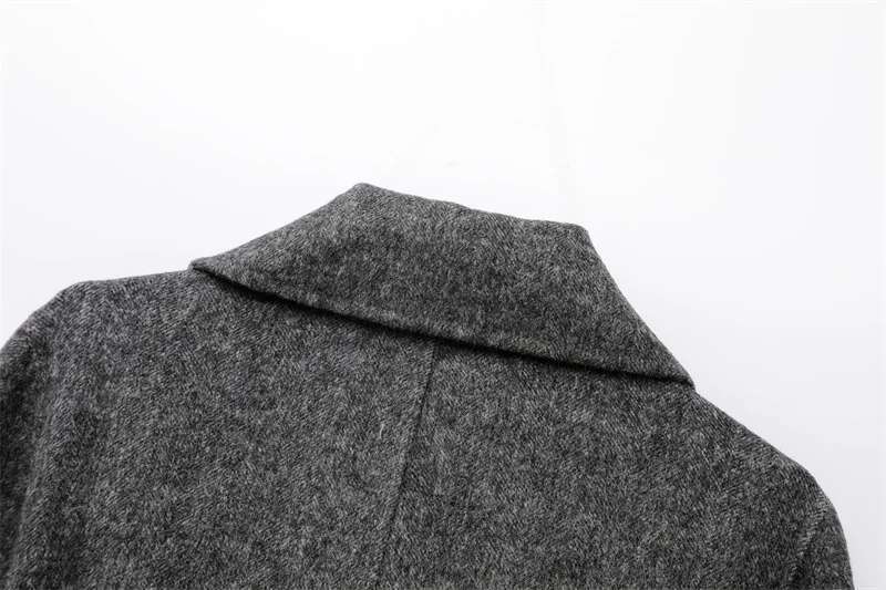 RARF 2025 new wool blend lapel with belt double breasted woolen women's trench coat