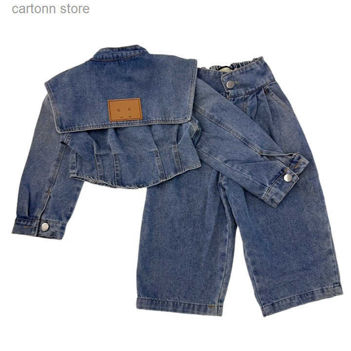 Kids Jean Sets | Luxury Baby Girl Designer Outfits | 2 Piece Classic Suit Tops Pants | Autumn Winter Fashion | 2024 High-grade Clothing y250515T0WX