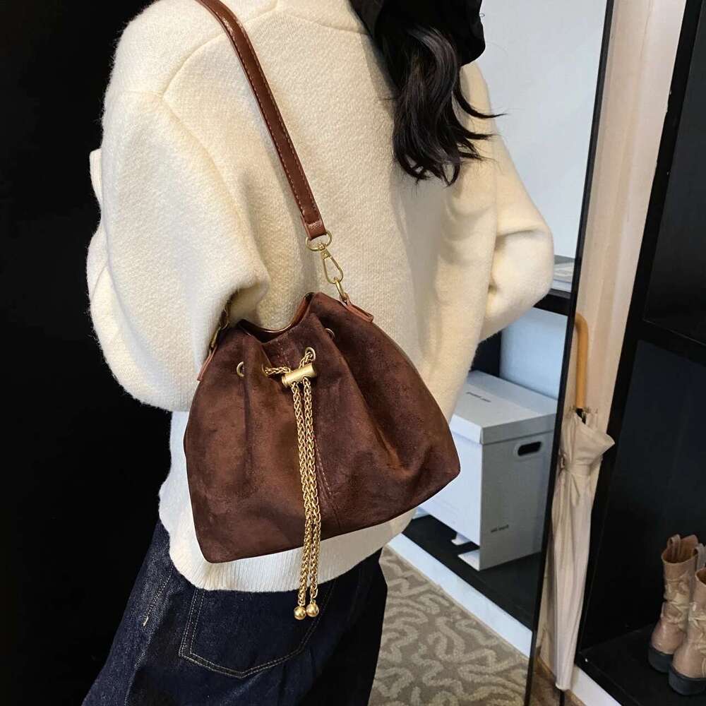 Nubuck Leather Shoulder For Women Brand Designer Handbag And Purse New Bucket Crossbody Bag Mini Small Bolsas