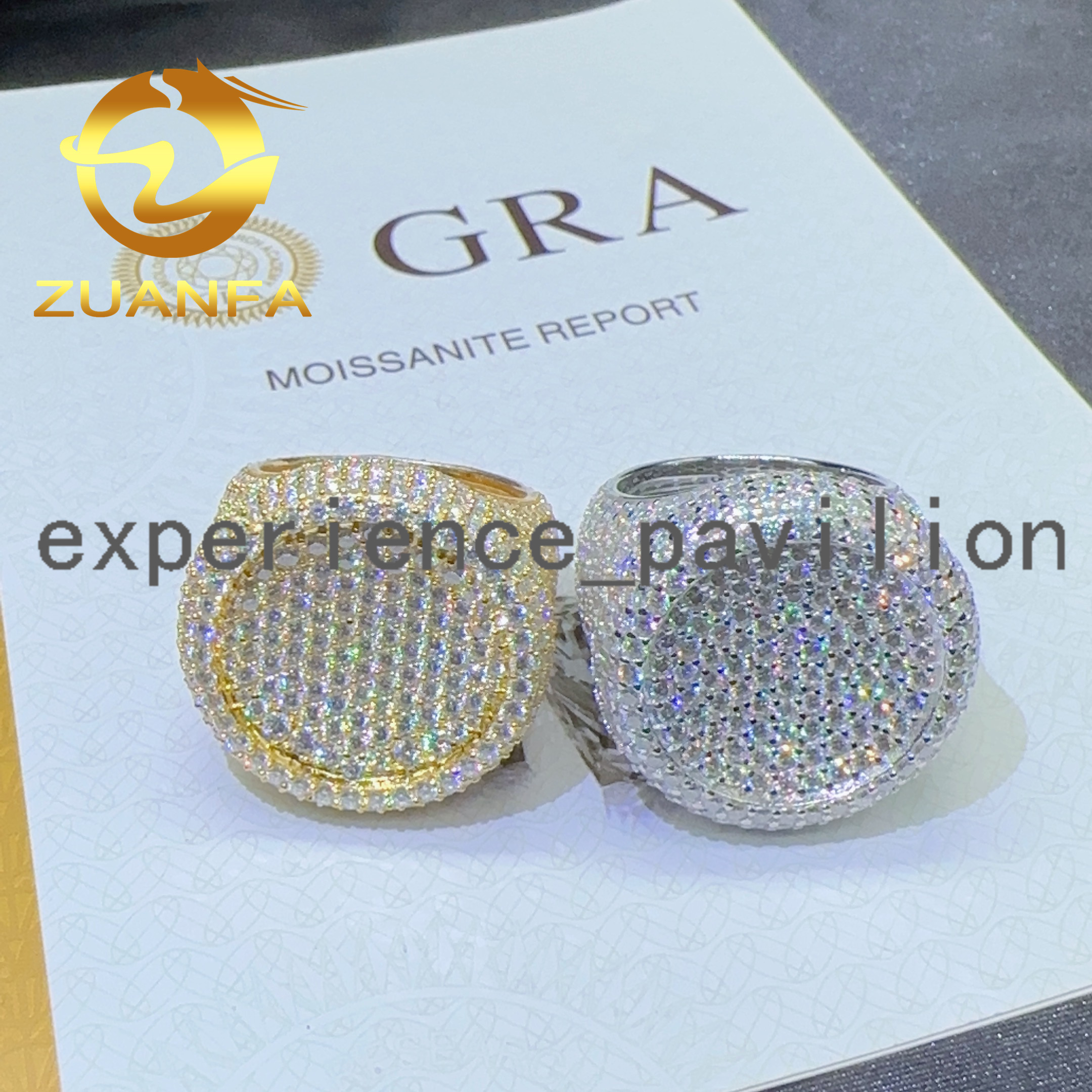 Fashion Rapper Jewelry Full Paved VVS Moissanite Diamond Ice Out Round Engsgement Ring Shining Hip Hop Rings
