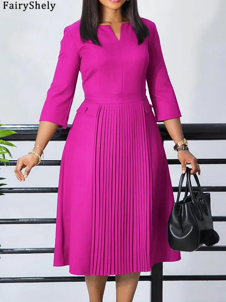 FairyShely 2025 Sexy Solid Plus Size Dress Women Long Sleeve Large Big Long Dresses Lady Autumn Party Tight Folds Curvy Dress 250514