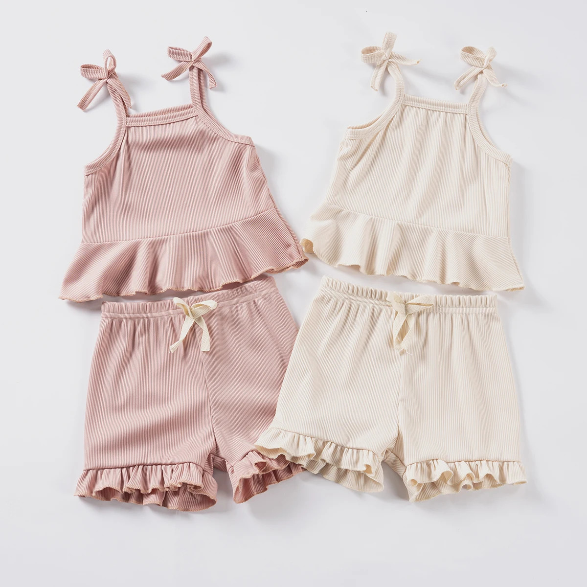 Solid Color Girls Clothing Summer Thin Set Middle-aged And Young Girls Suspender Childrens Vest Cute Summer 250515
