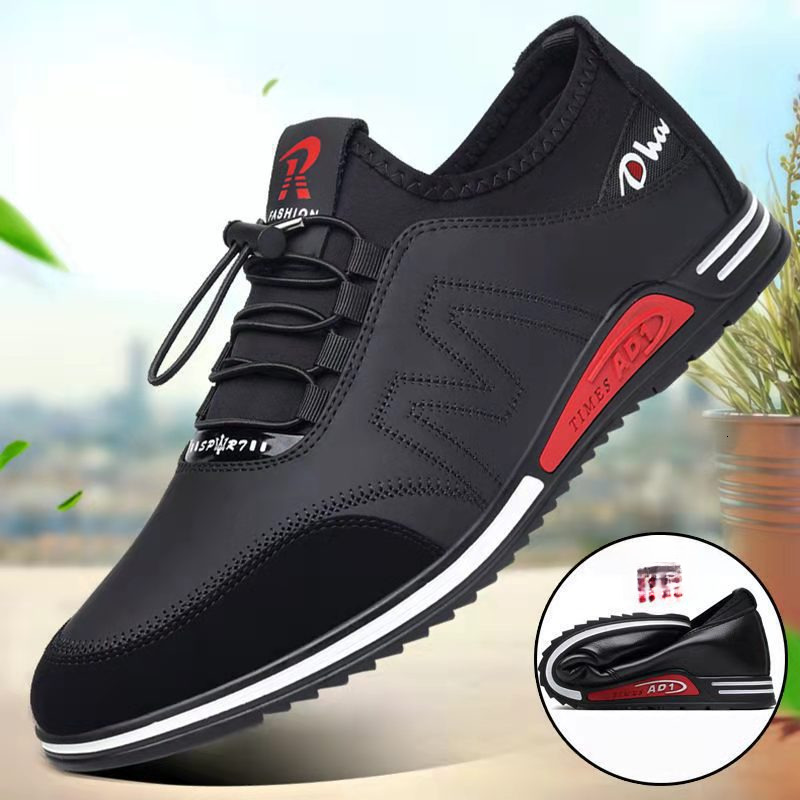 2025 Casual Spring New Leather Korean Edition Fashion Versatile Breathable Men's Shoes