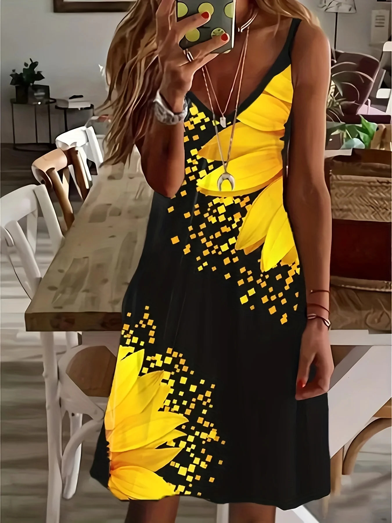 Plus Size Elegant Women Summer Floral Print Spaghetti Strap Backless Beach Dress Casual Sleeveless V Neck Sundress 250509
