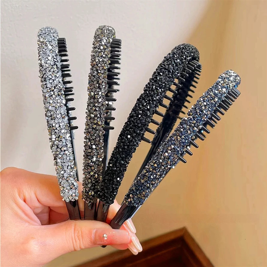Crystal Beads Hair Bands Women Girls Headwear Tooth Elastic Headbands Shiny Hair Hoops Accessories 250509