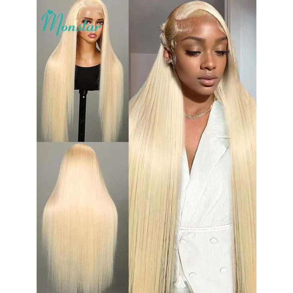 13x4 13x6 360 HD Transparent 613 Honey Blonde Color Front Human Hair Wigs for Women Raw Brazilian Straight Lace Frontal Wig