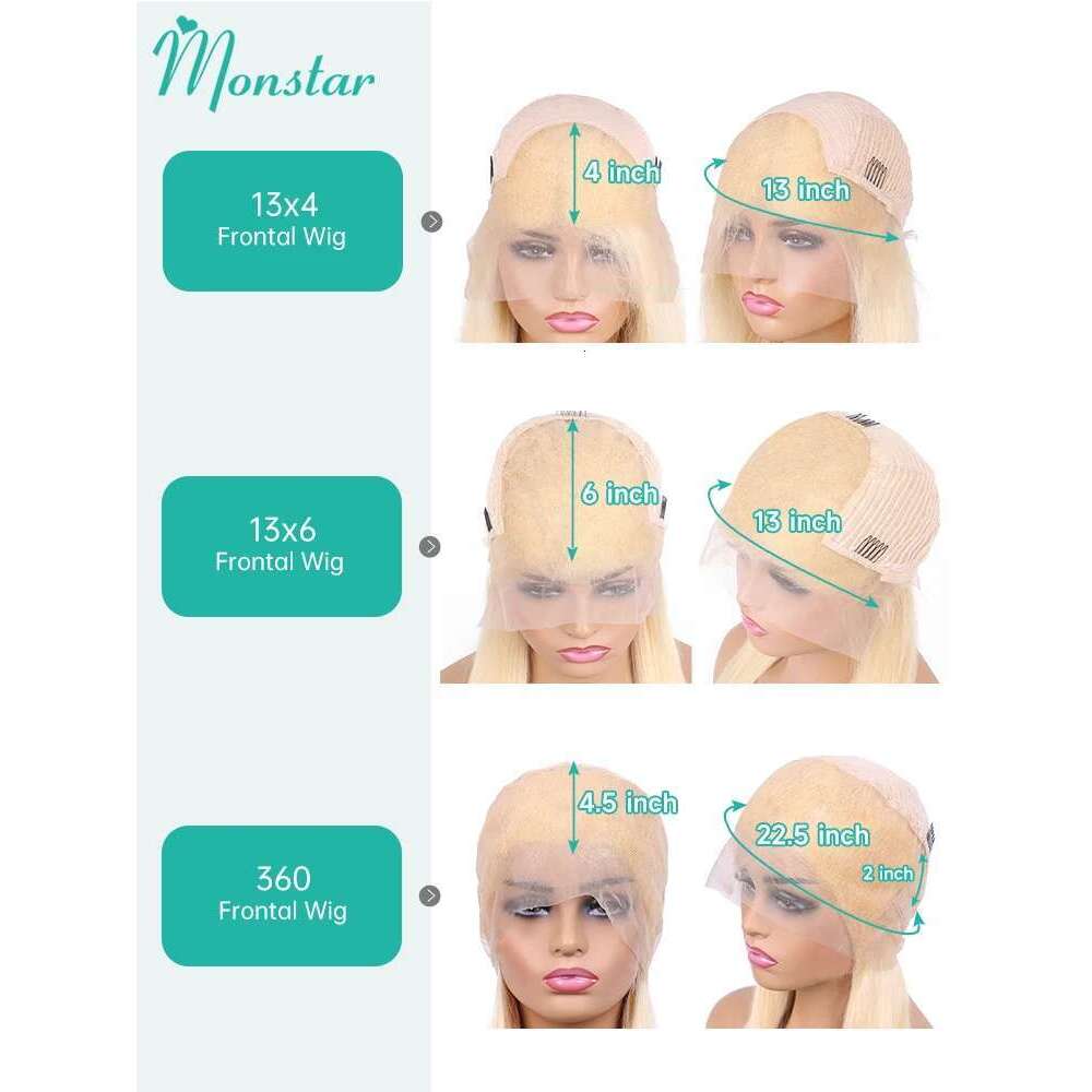 13x4 13x6 360 HD Transparent 613 Honey Blonde Color Front Human Hair Wigs for Women Raw Brazilian Straight Lace Frontal Wig