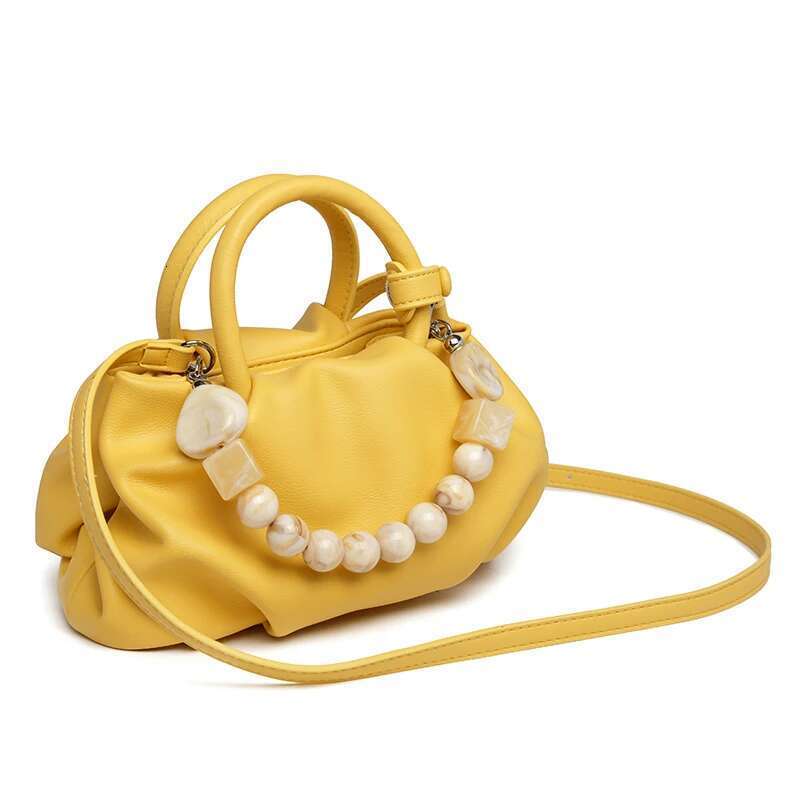 High Quality Textured Leather Cloud Beads Beading Women Fashion Handbag Lady Purse Shoulder Messenger Female Casual Bag