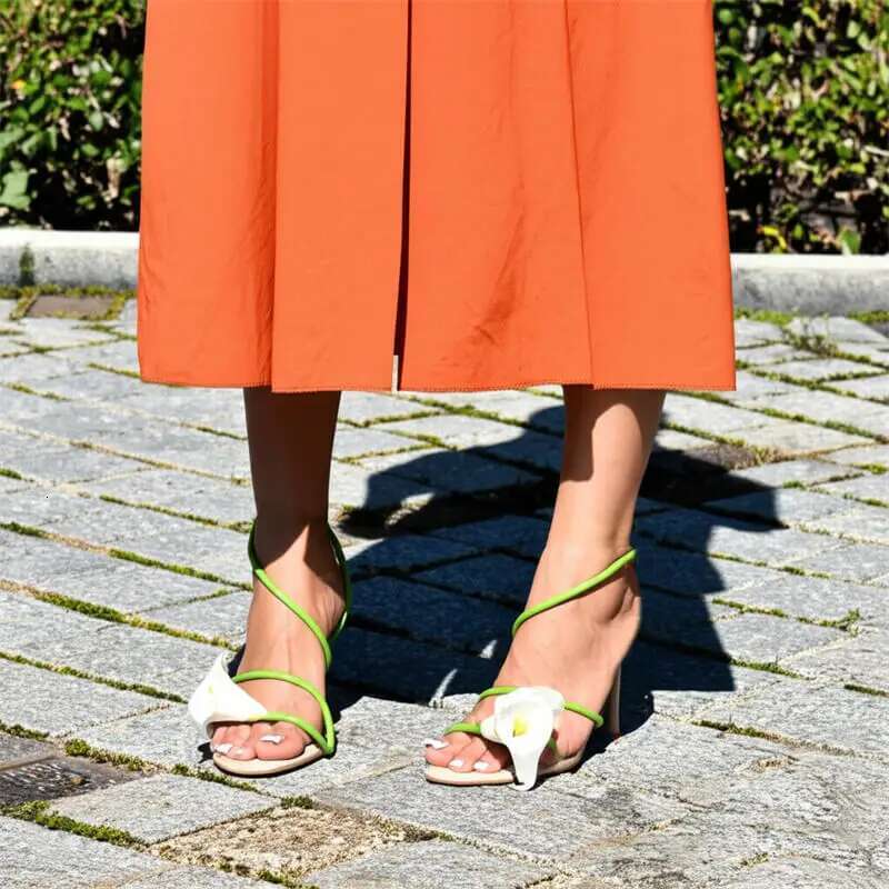 Onlymaker Women Open Toe Flower Sandals Wedding Dressy Summer Heels