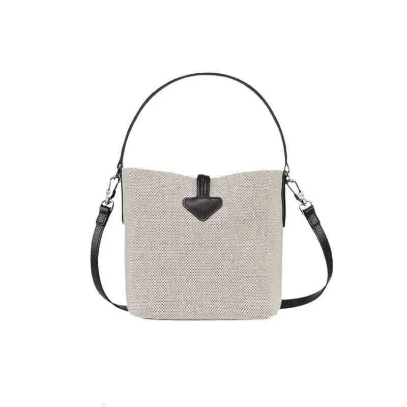 New Dragon Horse Canvas Bucket Bamboo Node Lightweight Shoulder Crossbody Handbag Underarm Small Niche Bag