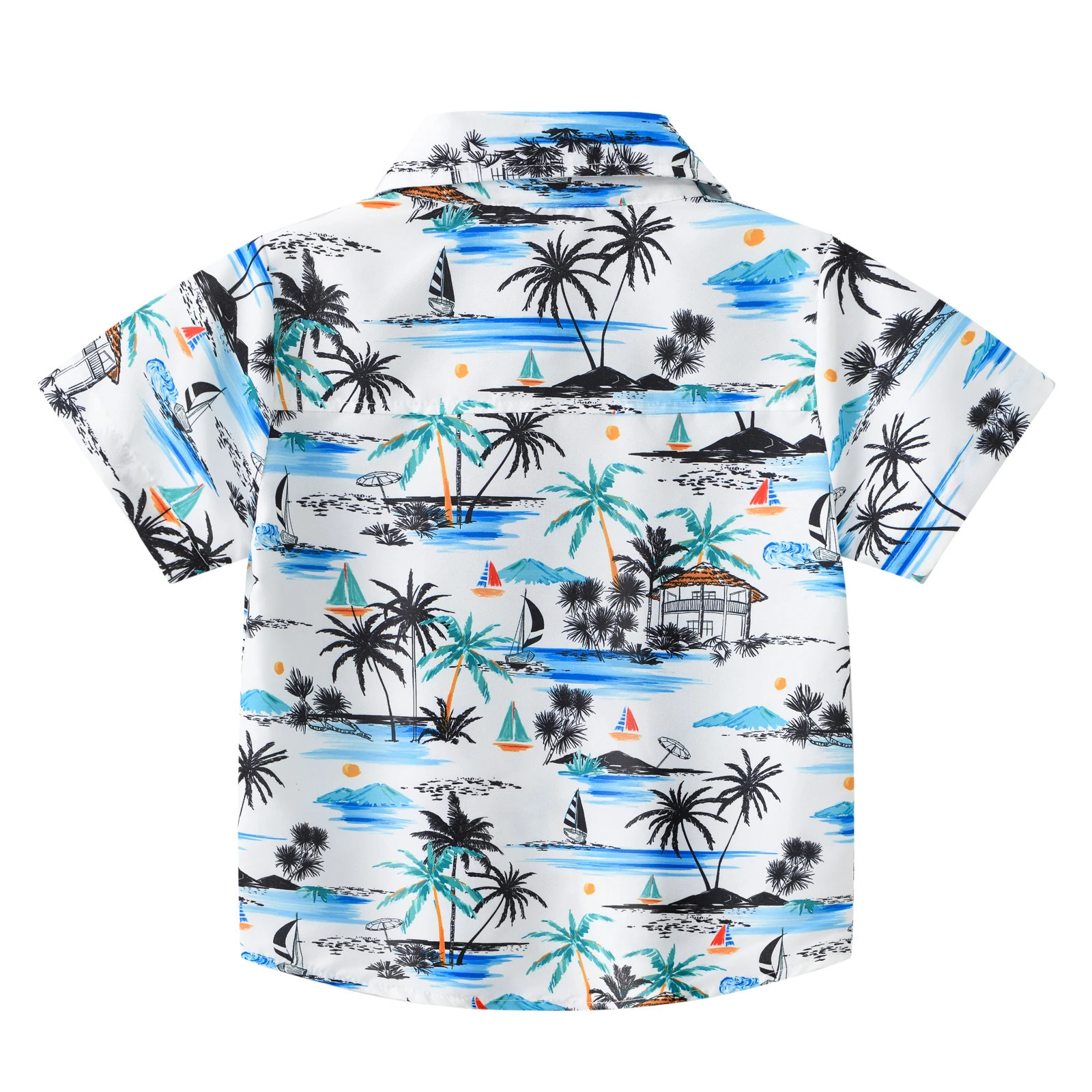 Beach wind holiday wind print casual boys shirts Summer childrens short sleeve fashion lapels cool coconut tree Korean shirt 250515