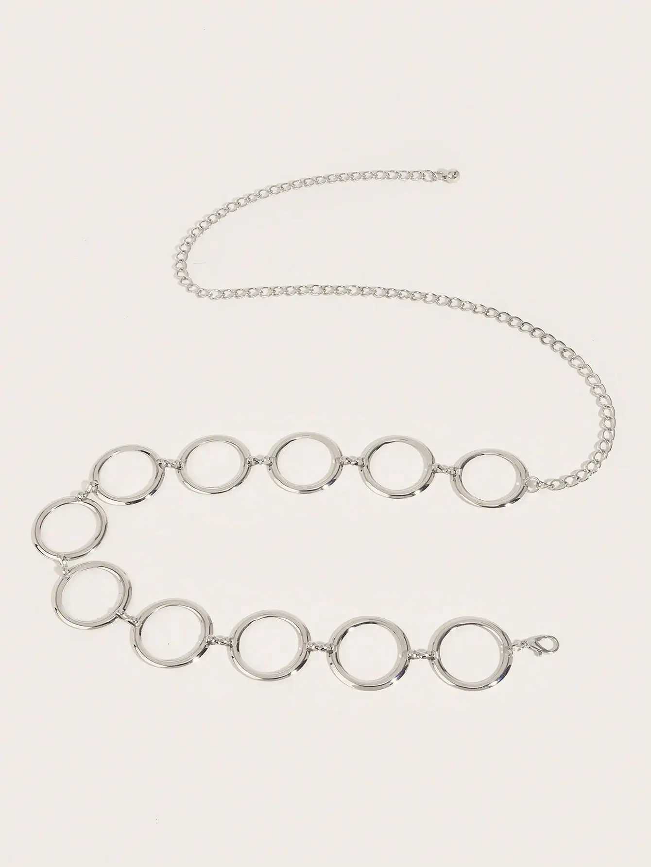 1PCS Plus Size Elegant and sweet style Ladies Golden Chain Belt Metal inlaid hollow ring waist chain Dress accessories Y250515