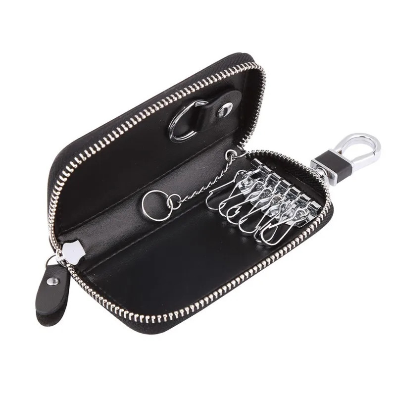 Vintage Genuine Leather Wallet Men Key Holder Housekeeper Keys Organizer Women Multifunction Covers Zipper Key Case Bag 250515