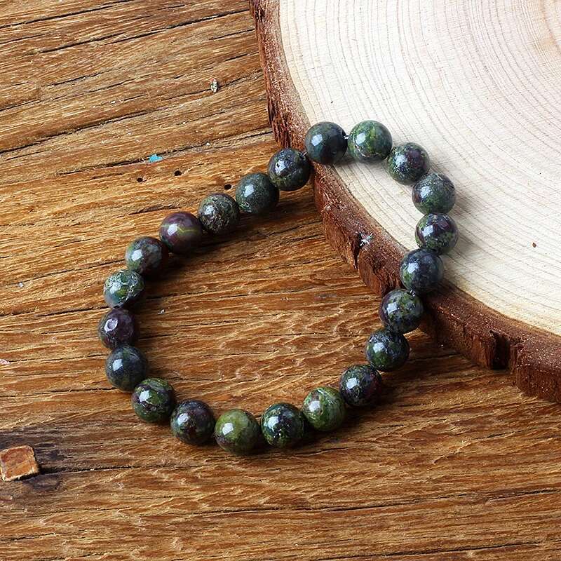 Natural Dragon Blood Stone Elastic Bracelets Women Men Charm Dinosaur Jasper Beads Healing Jewelry Yoga Meditation Bangle Gift