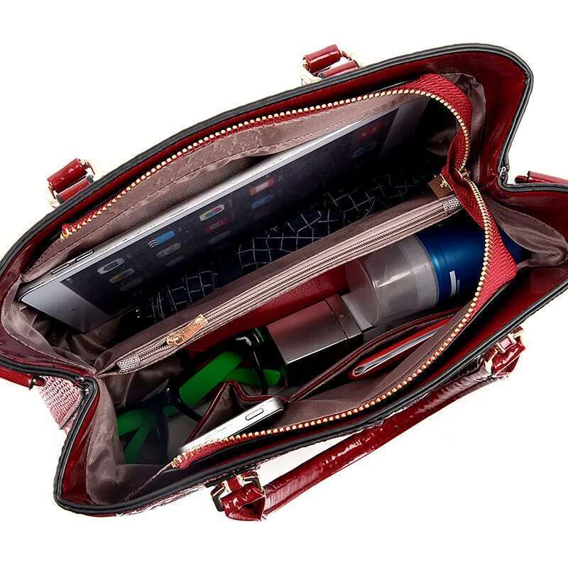 New Large Capacity Women PU Leather Ladies Handbags And Purse Fashion Shiny Girls Shoulder Messenger Bag Female Tote
