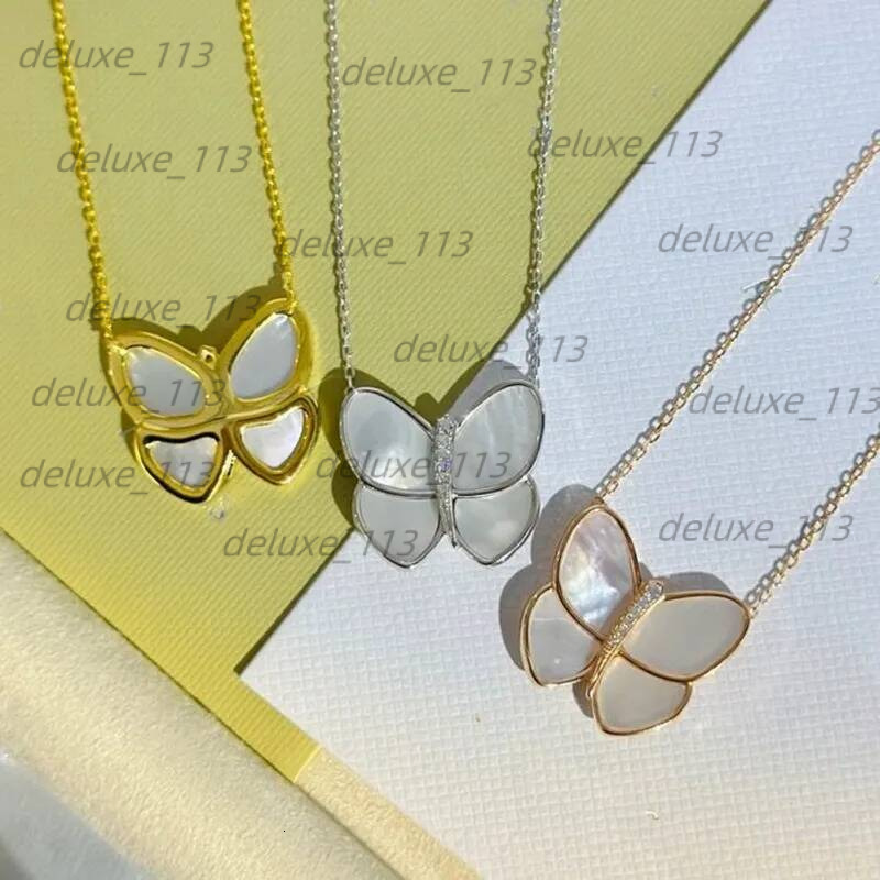 S Woman Necklaces Rose Gold White Fritillary Grey Shell Butterfly Pendant Clover Necklace Designer Jewelry