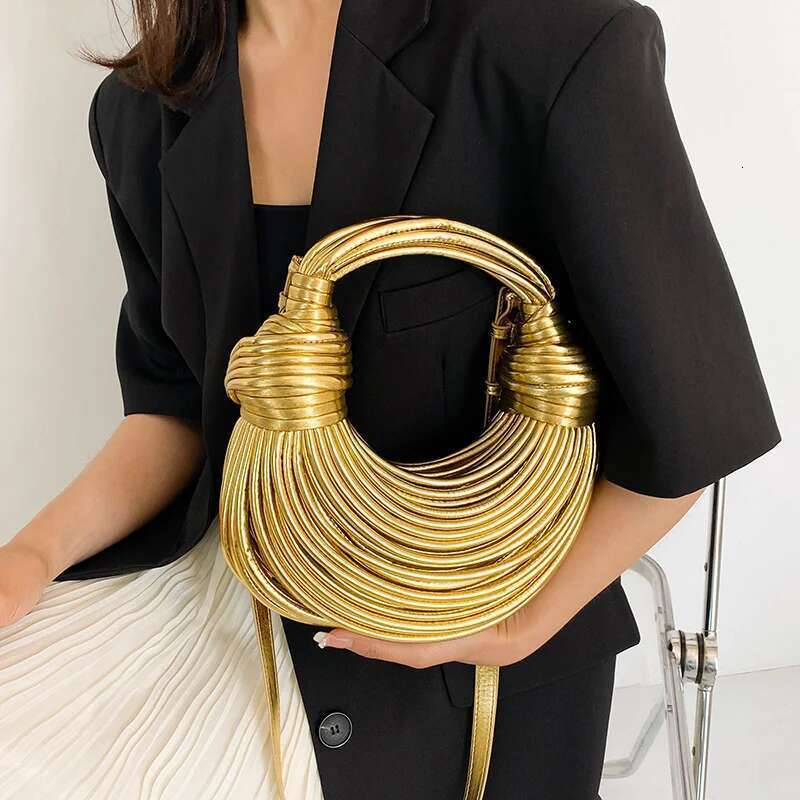 Handbags For Women New Gold Designer Brand Handwoven Noodle Bags Rope Knotted Pulled Hobo Sier Evening Clutch Chic