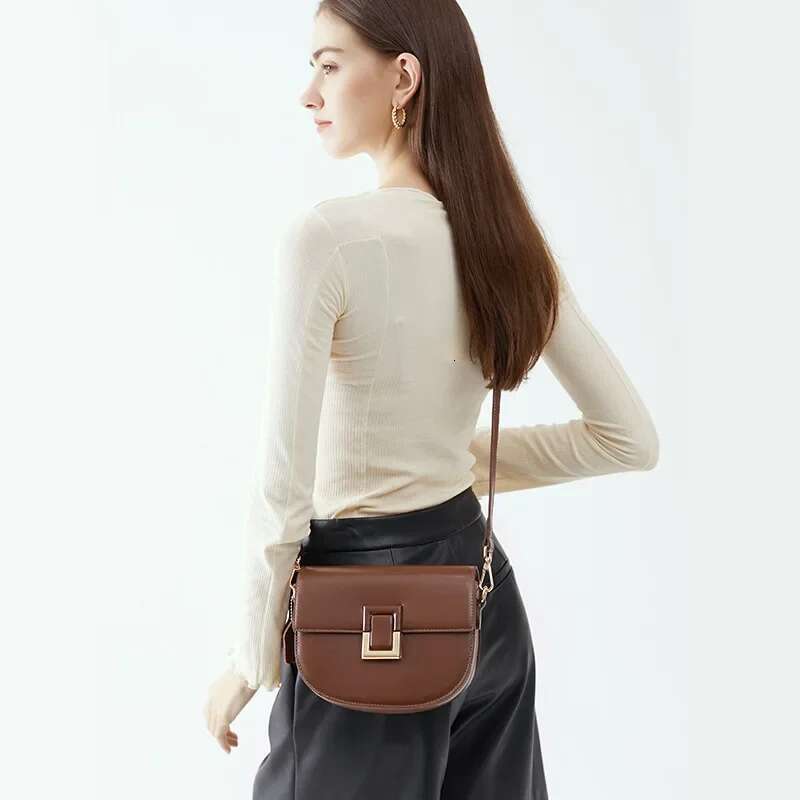Jonlily Women Genuine Leather Shoulder Female Fashion Crossbody Bag Casual Saddle Bags Handbag Daybag Purse -Kg852