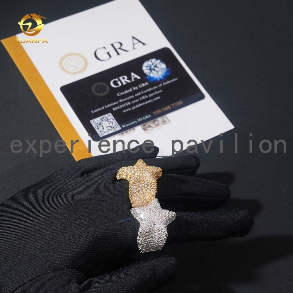 Pass Diamond Tester Hip Hop Star Iced Out Luxury VVS Mens 925 Silver Moissanite Ring