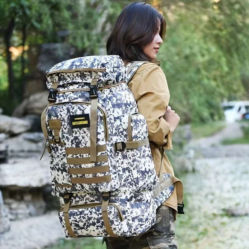 70L Camping Backpack Mountaineering For Men Travel Outdoor Sport Molle Rucksack Hunting Shoulder Lage Large Bag