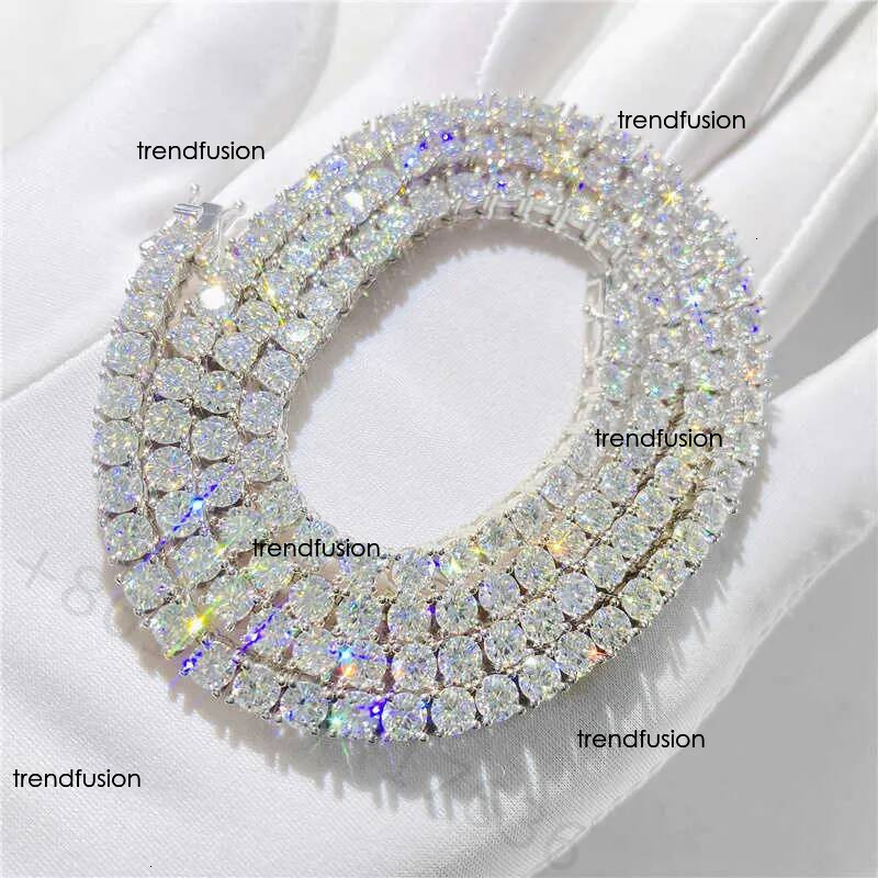 necklace moissanite chain Custom Sier Real White 5mm Moissanite Dia Tennis Gold Chain Necklace