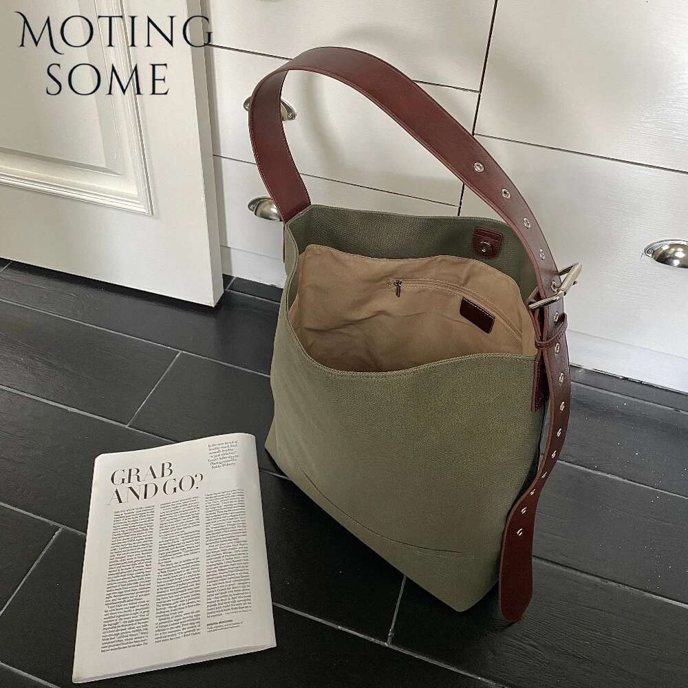 Motingsome Spring Series High Quality Canvas Tote Bag Retro Design Shoulder Handbag Large Capacity Casual Daily Bucket 2025 New