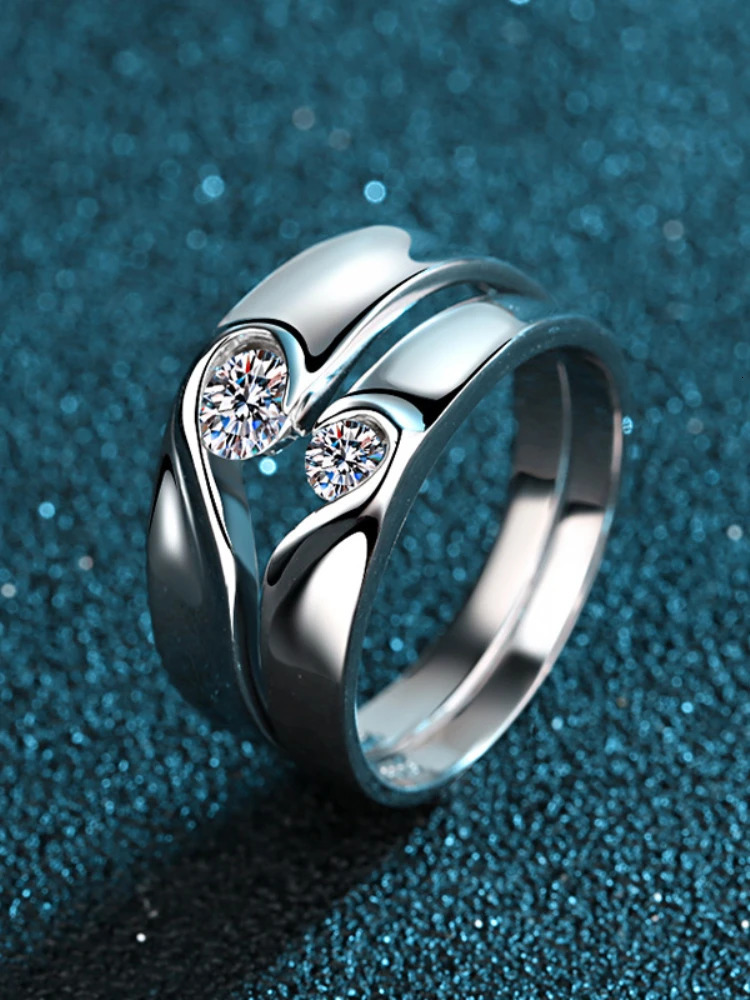 MoisaLuxe Official Store Plata Sterling 925 Silver Womens Couple Ring with Love in Heart 520 Valentines Day Gift 250515
