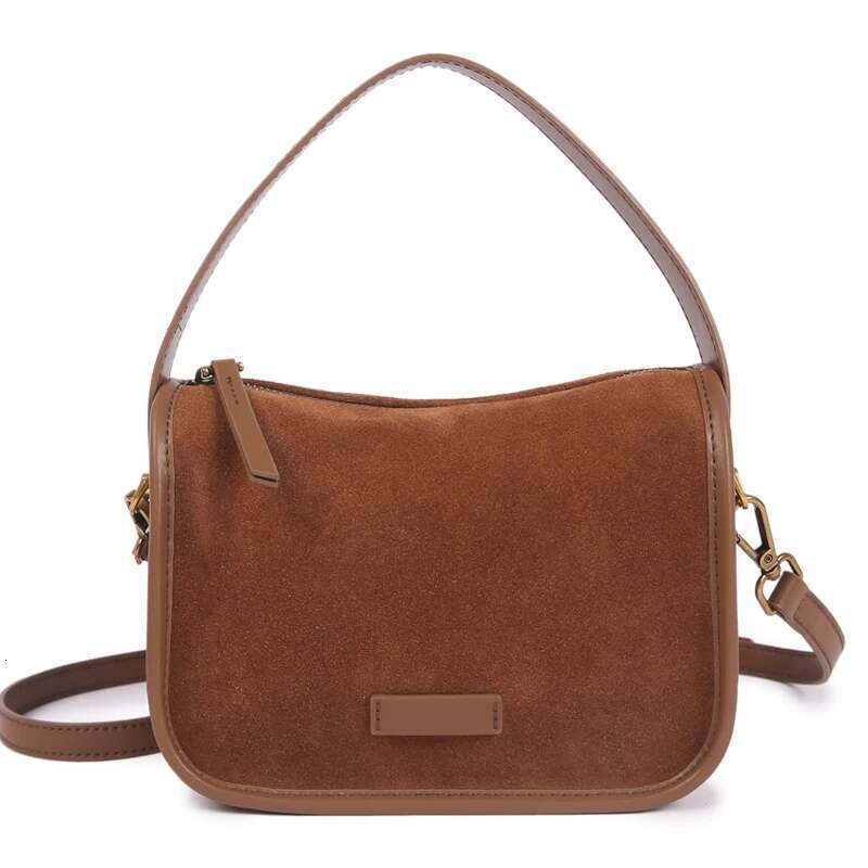 Suede Cowhide fashion ladies shoulder cross coffe bag designer women brown handbag angola red
