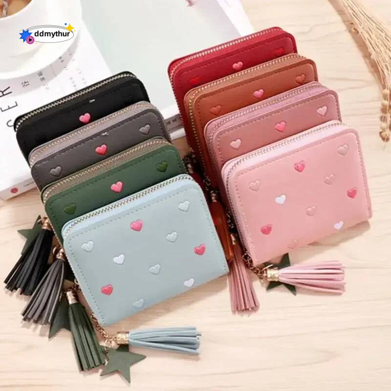 1PC Women Small Ladies Mini Tassel Cute Girl Short Zipper Lovely Pu Leather Coin Female Hand Wallet Purse ddmythur
