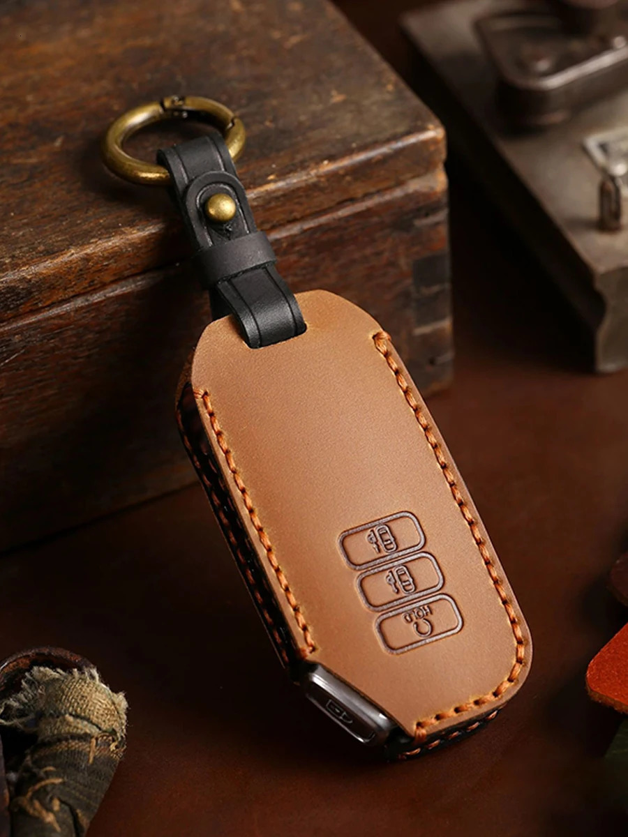 Car Key Case Cover Genuine Leather Keychain Accessories for Kia Ev6 Seltos K5 Sorento Mq4 7 Button Keyring Holder Shell 250515