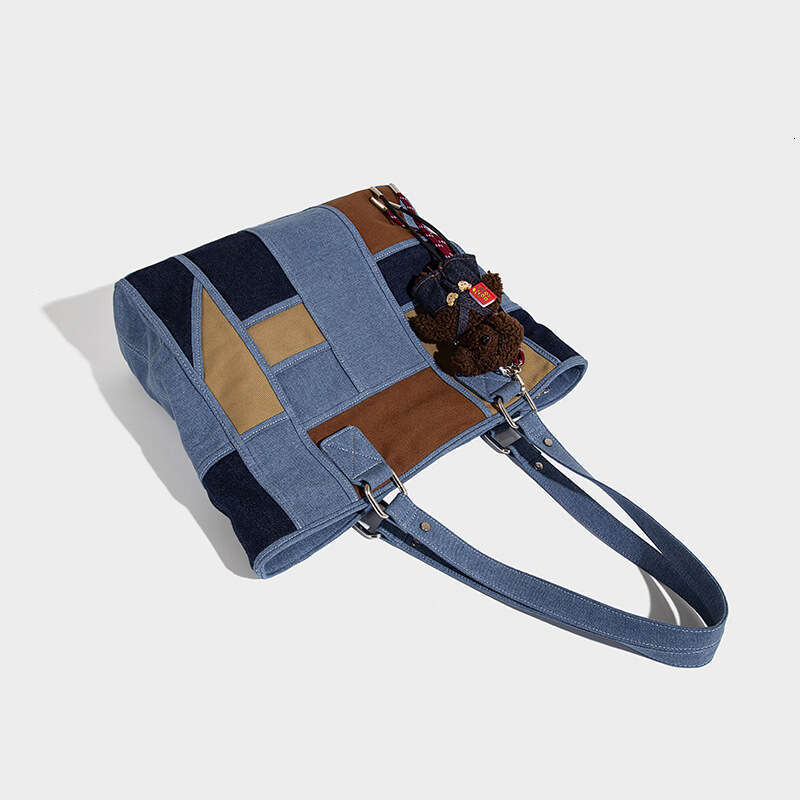 Women's Bags Designer Design Canvas Denim Tote Women's Spliced Large Capacity Bag, Commuting Guangzhou Bag