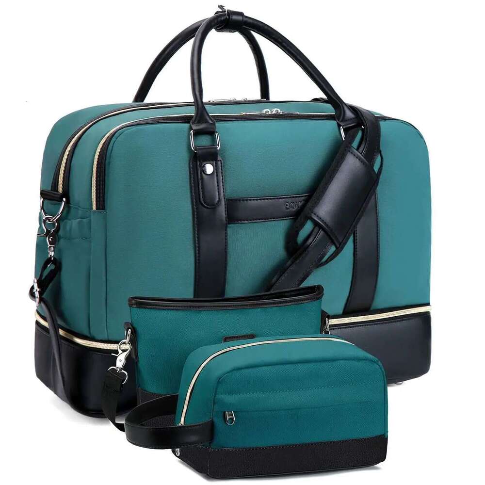 Women's Large Overnight Canvas Travel Trolley Covers Bags Handbags Tote With Shoe Spacer 21 Inch 3 Piece Set