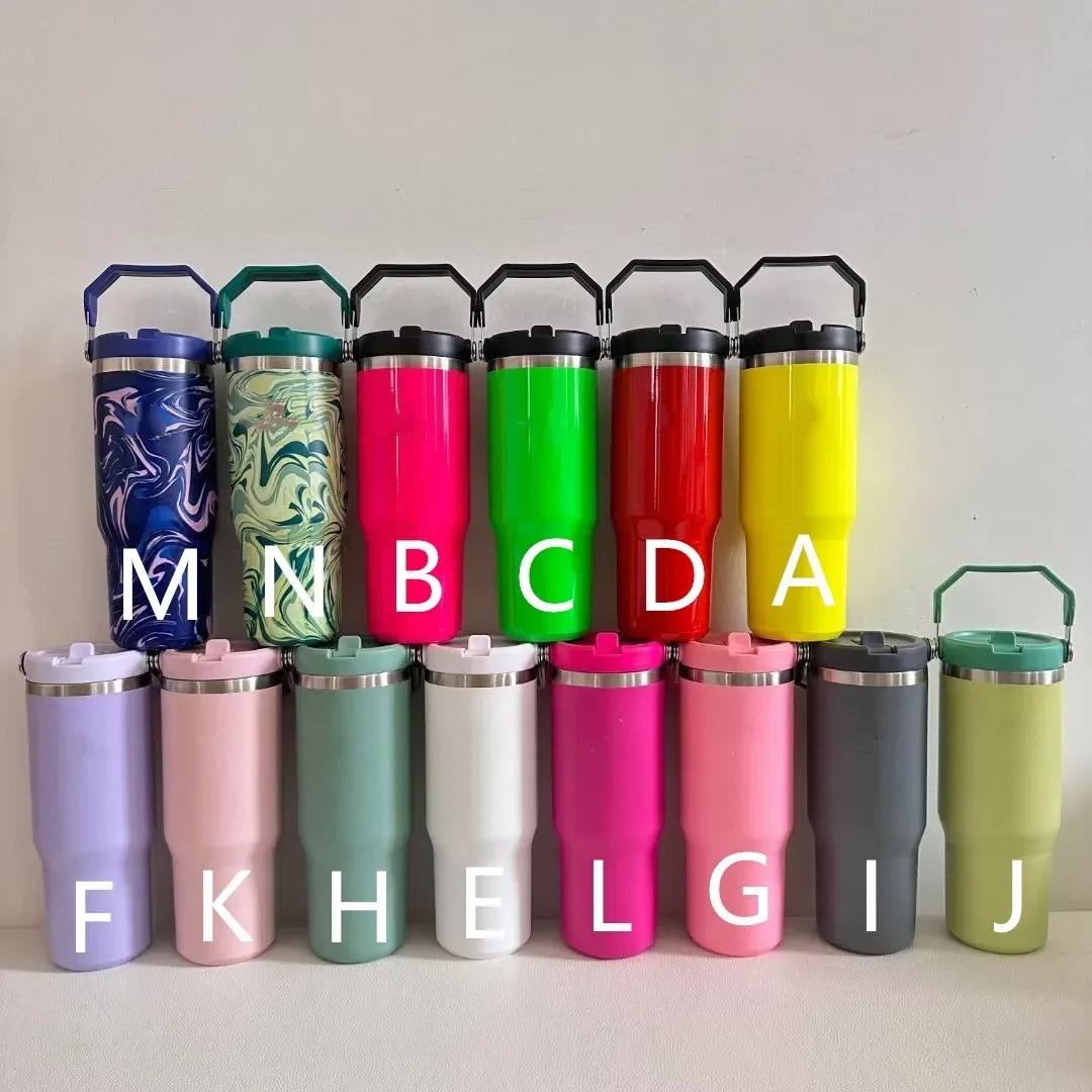 30oz Stainless Steel Tumbler Vacuum Insulated Water Bottle for Home Office Car Reusable Cup with Straw Leak Resistant Flip Cold for 12 Hours Tumblers
