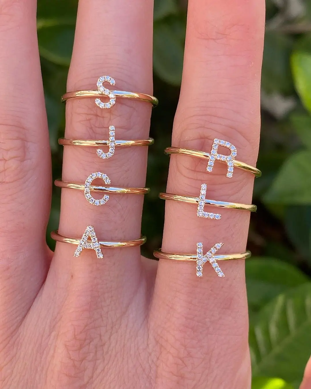 2025 NEW sale cz paved initials 26 Alphabet thin band midi women new name classic letter finger ring