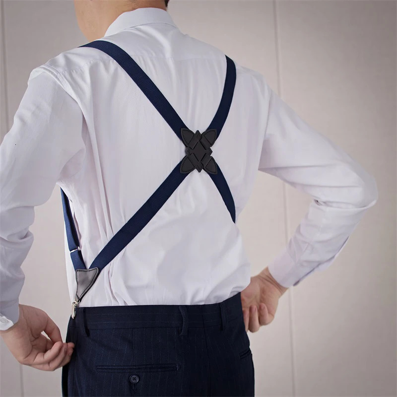 Fashion Vintage Suspenders for Adult Women Men 2.5cm Wide Cross-Over Back 2 Side Clips Adjustable Elastic Trouser Brace Straps 250515