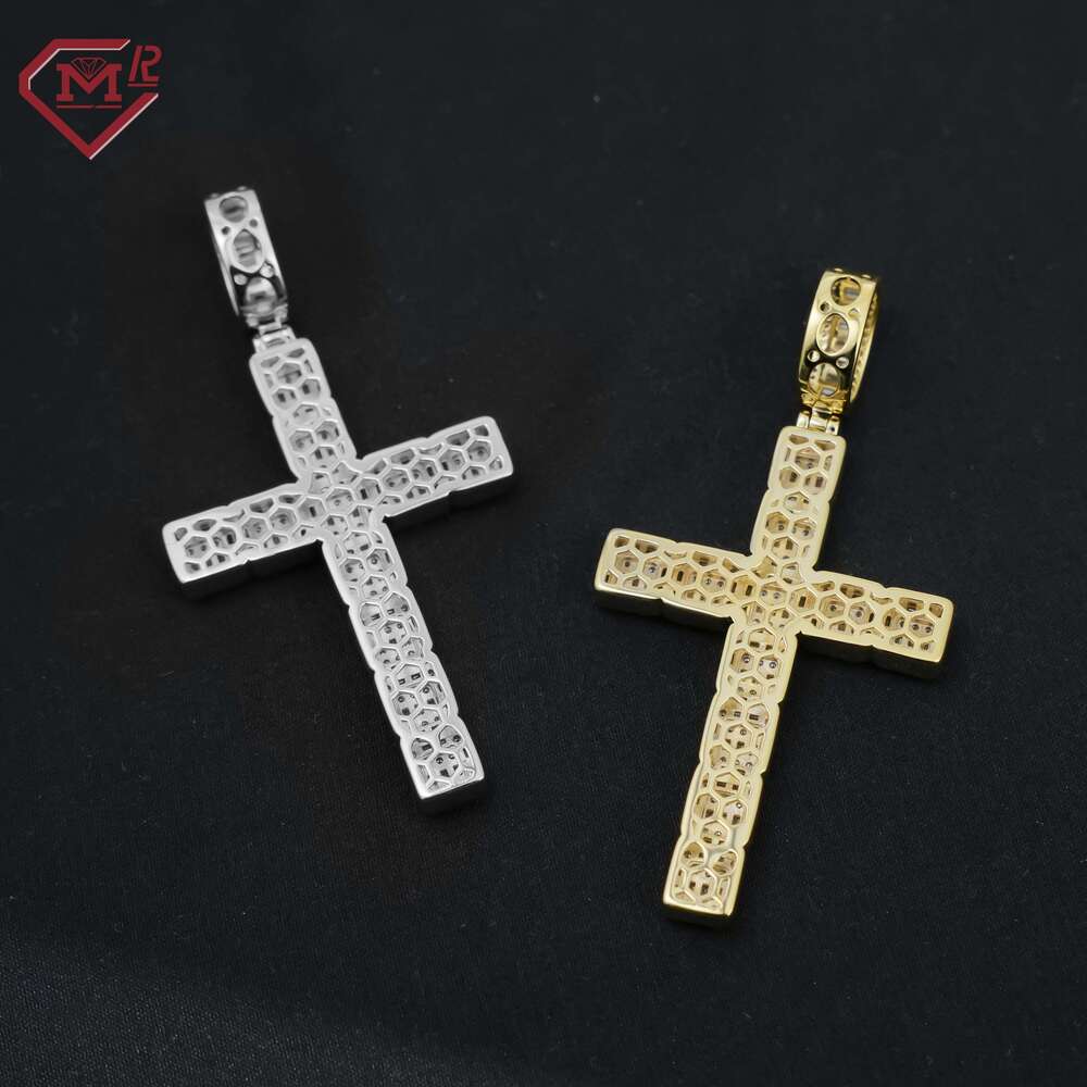 Fully chilled hip-hop pendant, men's cross charm, pure sier moissanite pendant