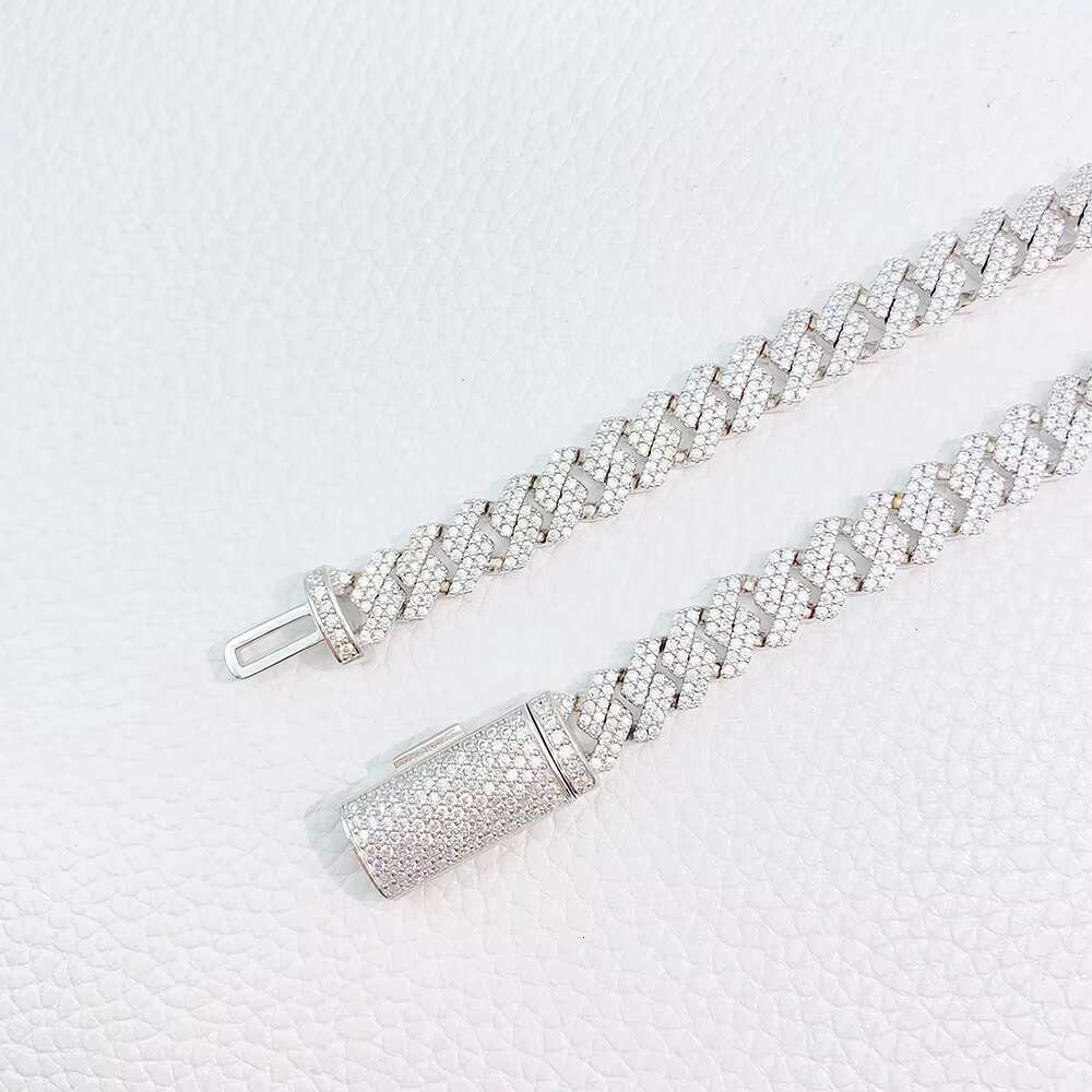 Trendy Cuban Chain Necklace Moissanite 8mm Diamond Iced Out Personalized Necklace 925 Sterling Silver