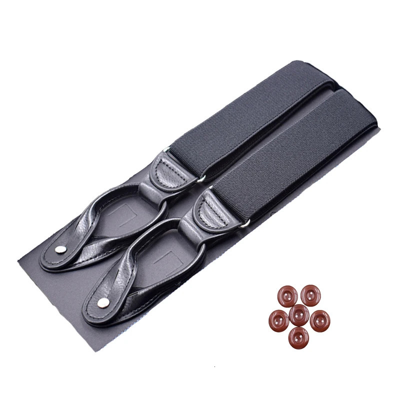 JIERKU Buttons Suspenders Mans Braces Unisex black Leather Suspenders Y-Back Ligas Tirantes 3.5*120cm 8 Colors 250515