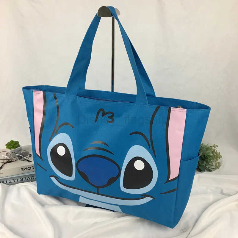 Disney 2025 New Stitch extra large portable shopping bag spliced waterproof foldable cartoon canvas travel bag mommy bagXJ250515