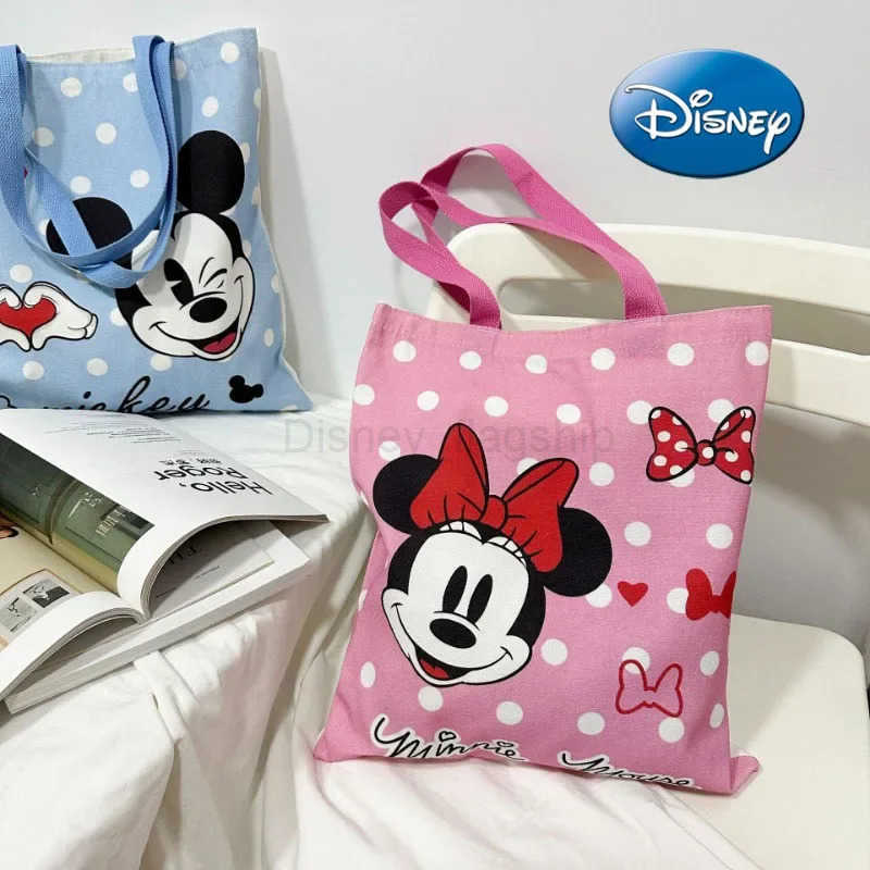 Disney 2025 New Mickey Canvas BagVersatile Womens Shoulder BagCommuting Tote BagLarge Capacity Tote BagMummy BagXJ250515
