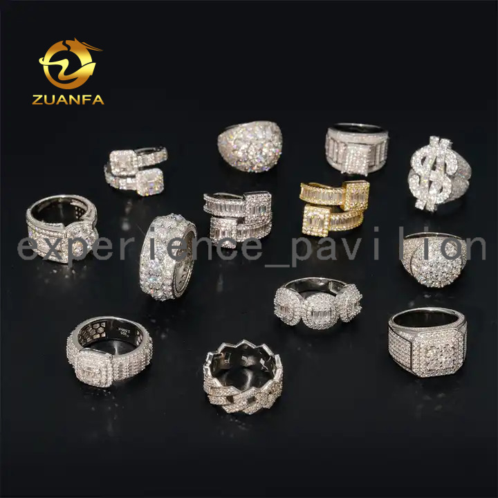 Luxury Jewelry Full Diamond Moissanite Rings 925 Sterling Silver D VVS Hip Hop Ring Pass Diamond Tester Moissanite Diamond Ring