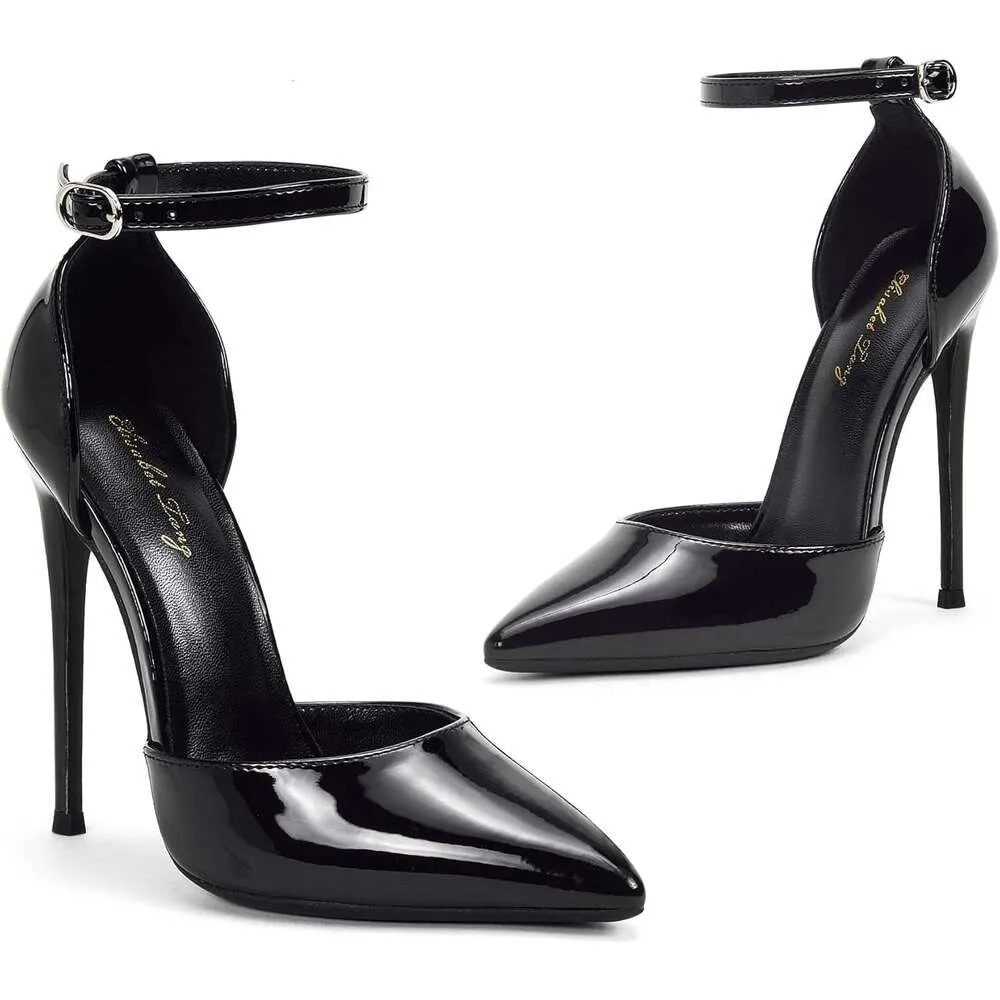 High Heels Women Pumps Orsay Ankle Strap Pointed Toe Stiletto Heels Rhie Party Wedding Shoes