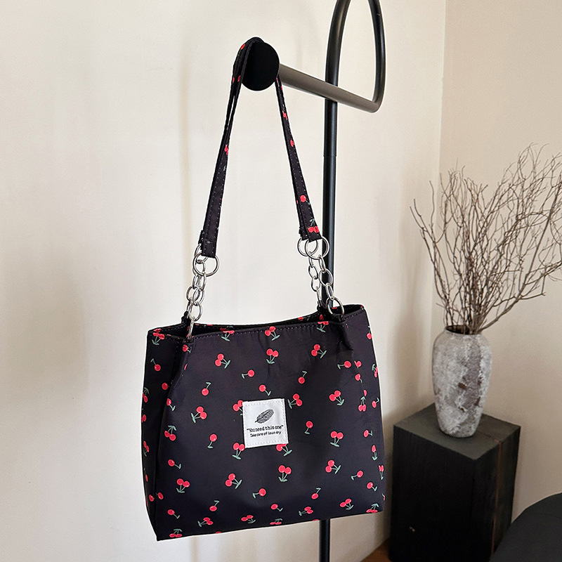 Free Delivery Designer Bag Fashion Fresh Cherry Printed Tote 2025 Winter Large Capacity Elegant Versatile Women's Bag Luxury Bag