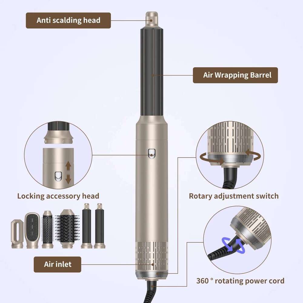 6 In1 Dryer Hot Set Multifunctional Electric Curling Iron Hair Straightener Comb Professional Barber Home Styling Tool