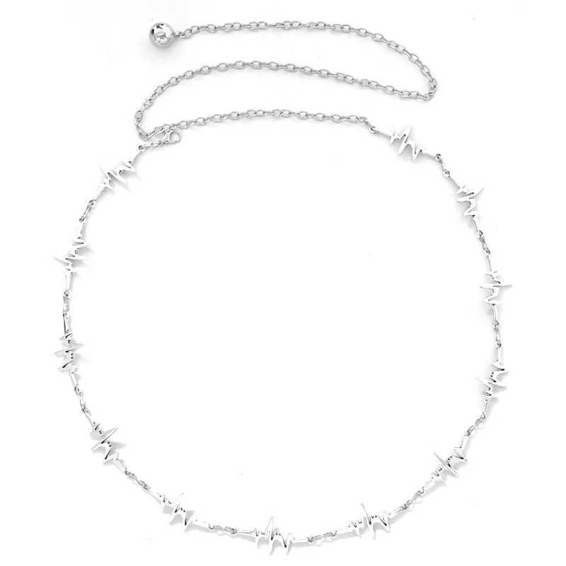 Bohemia Single-layer Lightning Shaped Alloy Waist Chain Street Photography Womens Body Chain Jewelry Y250515