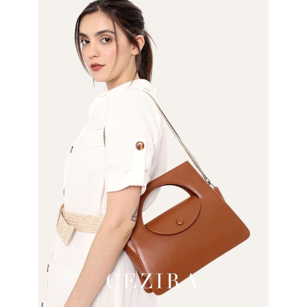 CEZIRA Brand PU Vegan Leather Top-Handle Bag Women Fashion Chain Crossbody Flap Shoulder Handbags Working Dating College