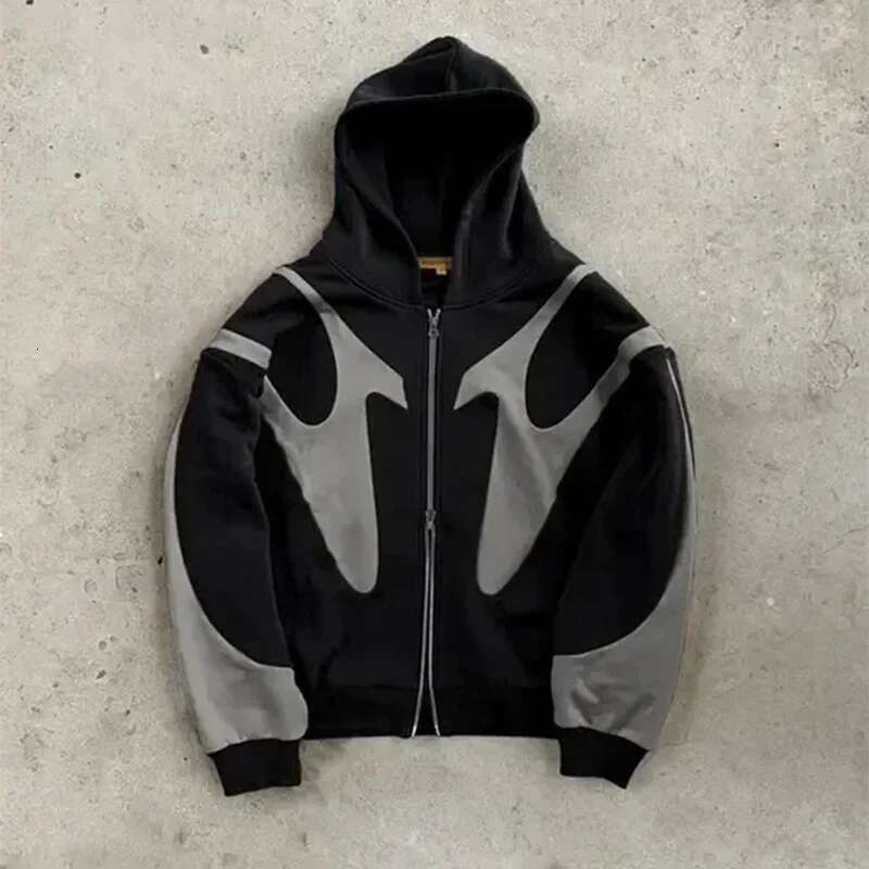 American Retro Letter Printed Devil Pattern Hoodie Y2k Haruku Casual Couple Zipper Hoodies Sweatshirt Fashion Street Clothing Designer
